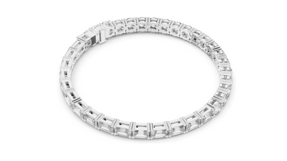 12.6 CT Lab Diamond Tennis Bracelet | Emerald & Round Brilliant Cut | VVS–VS EF CVD | 10KT, 14KT, 18KT Gold & 925 Silver | Rose, Yellow, White Gold Options | Luxury Fine Jewelry