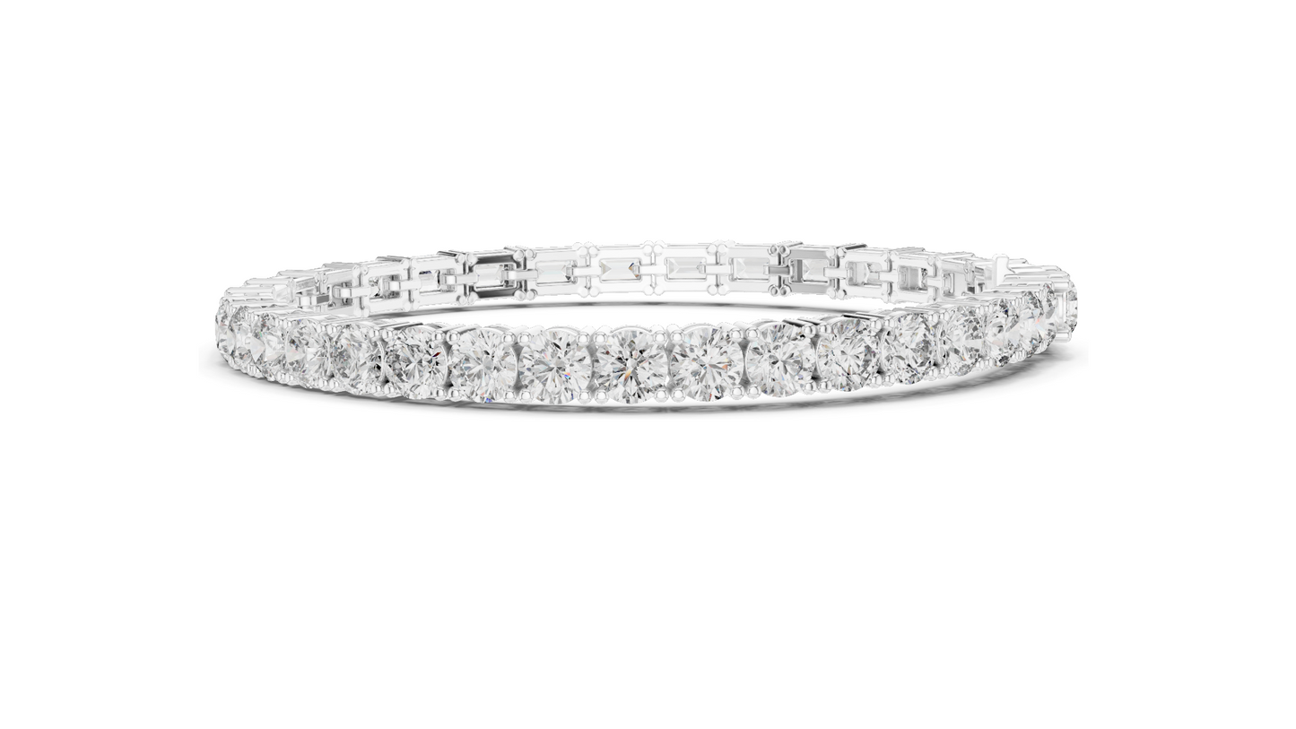 12.6 CT Lab Diamond Tennis Bracelet | Emerald & Round Brilliant Cut | VVS–VS EF CVD | 10KT, 14KT, 18KT Gold & 925 Silver | Rose, Yellow, White Gold Options | Luxury Fine Jewelry