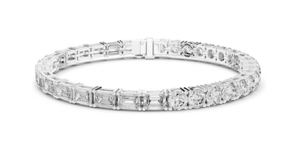 12.6 CT Lab Diamond Tennis Bracelet | Emerald & Round Brilliant Cut | VVS–VS EF CVD | 10KT, 14KT, 18KT Gold & 925 Silver | Rose, Yellow, White Gold Options | Luxury Fine Jewelry