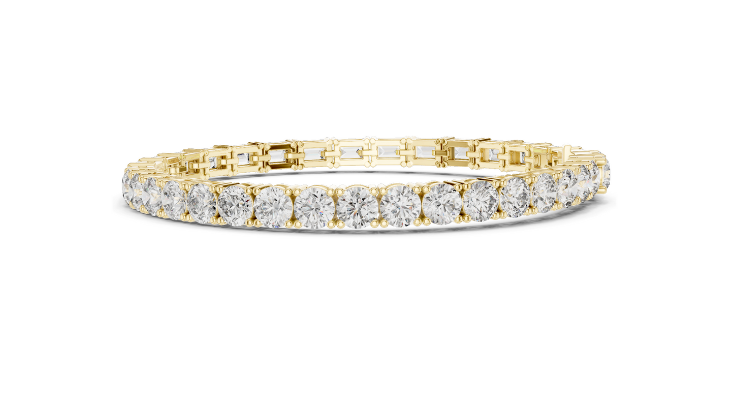 12.6 CT Lab Diamond Tennis Bracelet | Emerald & Round Brilliant Cut | VVS–VS EF CVD | 10KT, 14KT, 18KT Gold & 925 Silver | Rose, Yellow, White Gold Options | Luxury Fine Jewelry