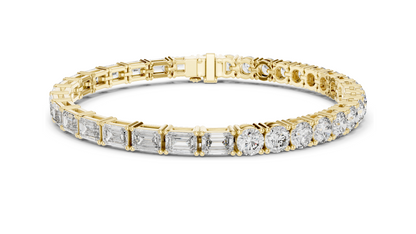 12.6 CT Lab Diamond Tennis Bracelet | Emerald & Round Brilliant Cut | VVS–VS EF CVD | 10KT, 14KT, 18KT Gold & 925 Silver | Rose, Yellow, White Gold Options | Luxury Fine Jewelry