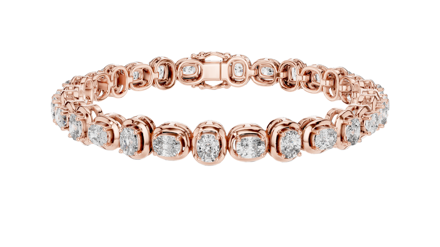 6.82 CT Lab Diamond Tennis Bracelet | Cushion Cut | 10KT, 14KT, 18KT Gold & 925 Silver | Rose, Yellow, White Gold Options | Luxury Fine Jewelry