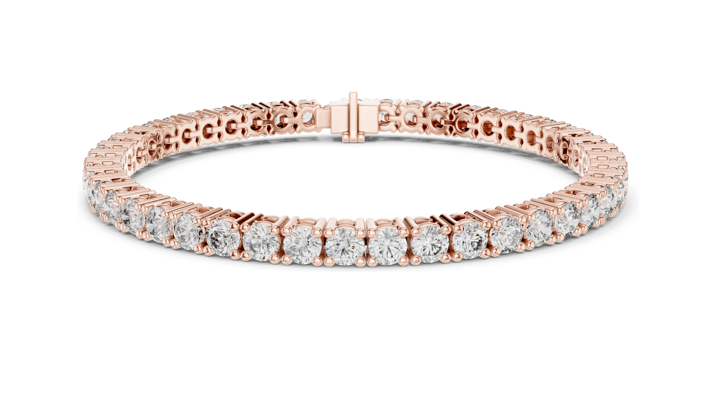 7.425 CT Lab Diamond Tennis Bracelet | Round Brilliant Cut | 10KT, 14KT, 18KT Gold & 925 Silver | Rose, Yellow, White Gold Options | Luxury Fine Jewelry
