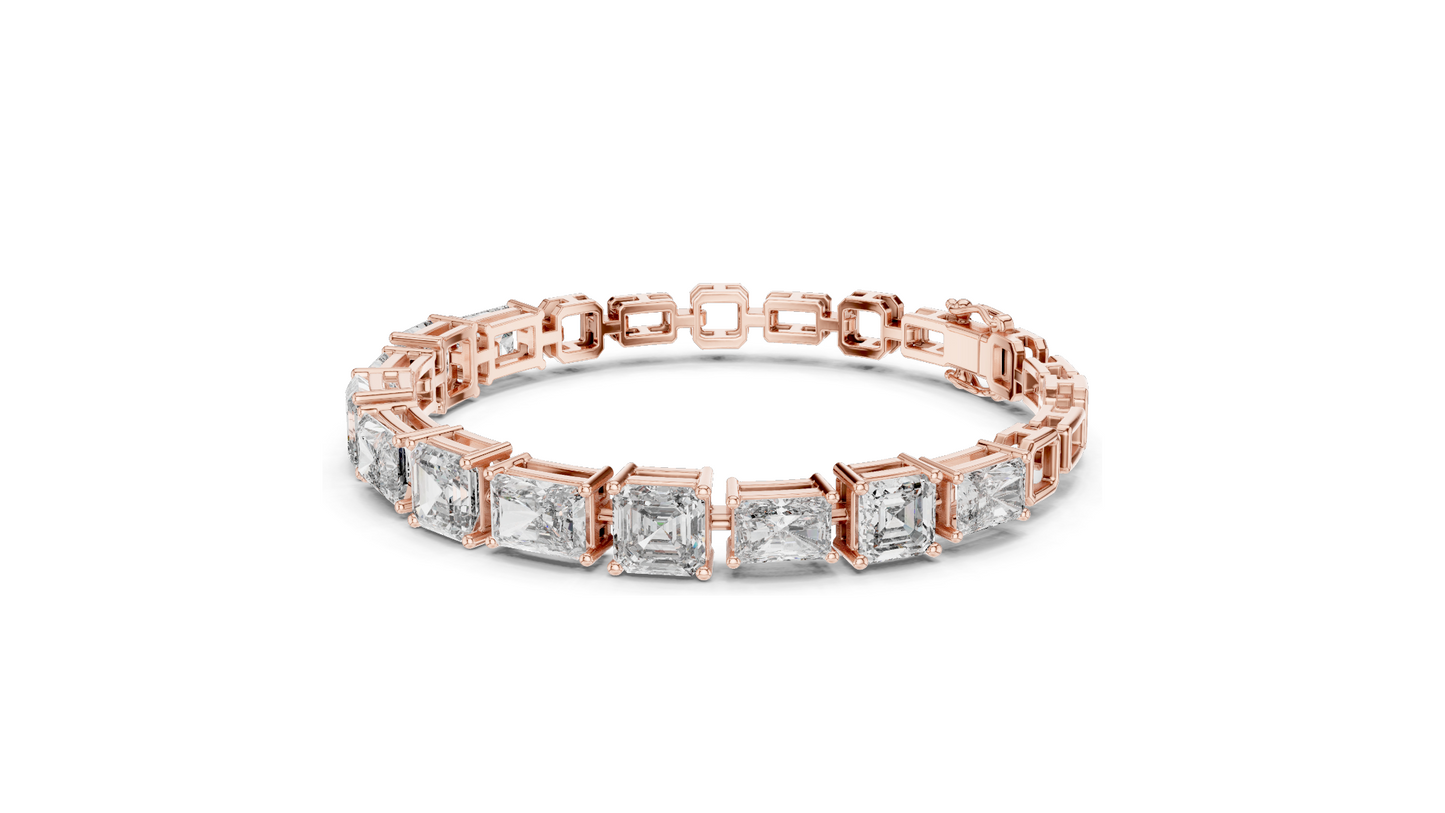 13.44 CT Lab Grown VVS-VS-EF CVD Diamond Tennis Bracelet | Emerald Cut | 18KT, 14KT, 10KT Gold & 925 Silver | Rose, Yellow, White Gold Options | Luxury Fine Jewelry