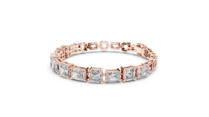 13.44 CT Lab Grown VVS-VS-EF CVD Diamond Tennis Bracelet | Emerald Cut | 18KT, 14KT, 10KT Gold & 925 Silver | Rose, Yellow, White Gold Options | Luxury Fine Jewelry