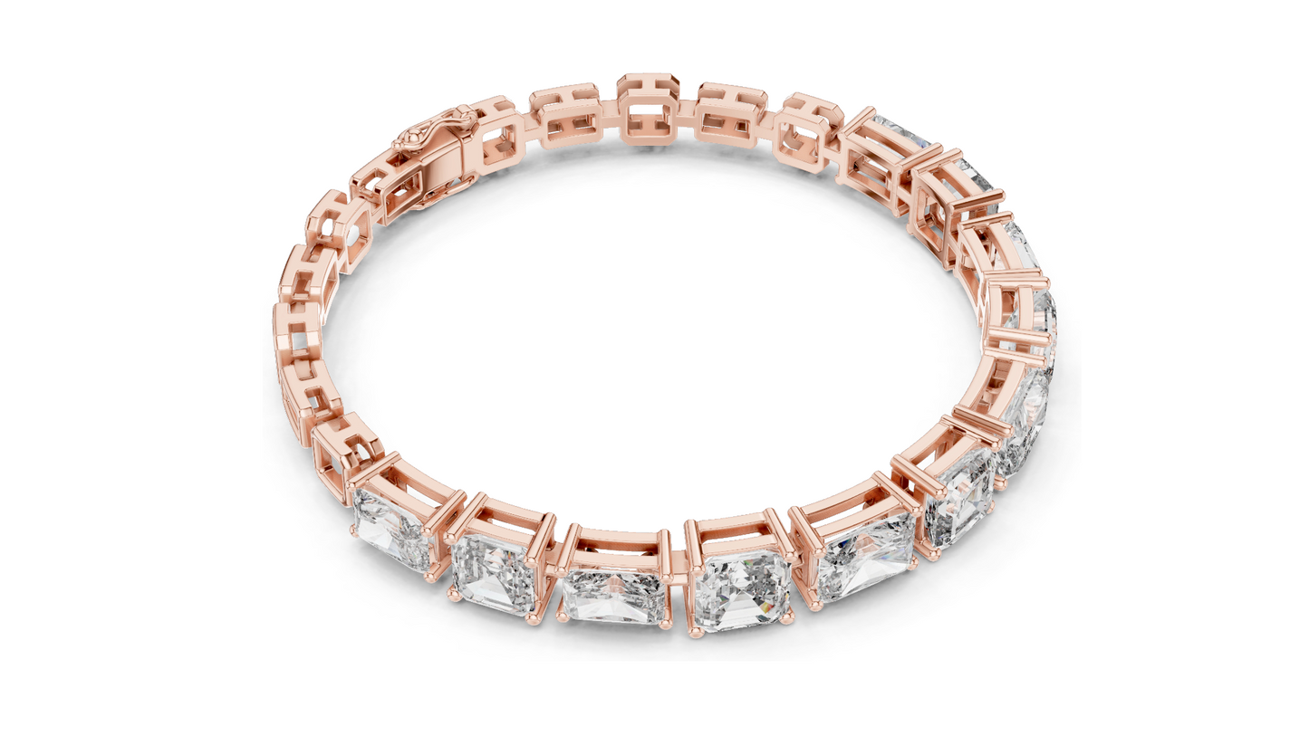 13.44 CT Lab Grown VVS-VS-EF CVD Diamond Tennis Bracelet | Emerald Cut | 18KT, 14KT, 10KT Gold & 925 Silver | Rose, Yellow, White Gold Options | Luxury Fine Jewelry