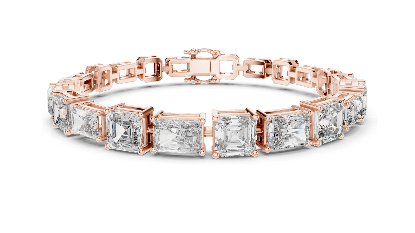 13.44 CT Lab Grown VVS-VS-EF CVD Diamond Tennis Bracelet | Emerald Cut | 18KT, 14KT, 10KT Gold & 925 Silver | Rose, Yellow, White Gold Options | Luxury Fine Jewelry