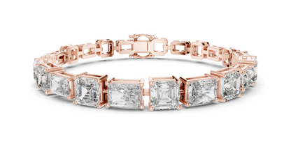 13.44 CT Lab Grown VVS-VS-EF CVD Diamond Tennis Bracelet | Emerald Cut | 18KT, 14KT, 10KT Gold & 925 Silver | Rose, Yellow, White Gold Options | Luxury Fine Jewelry