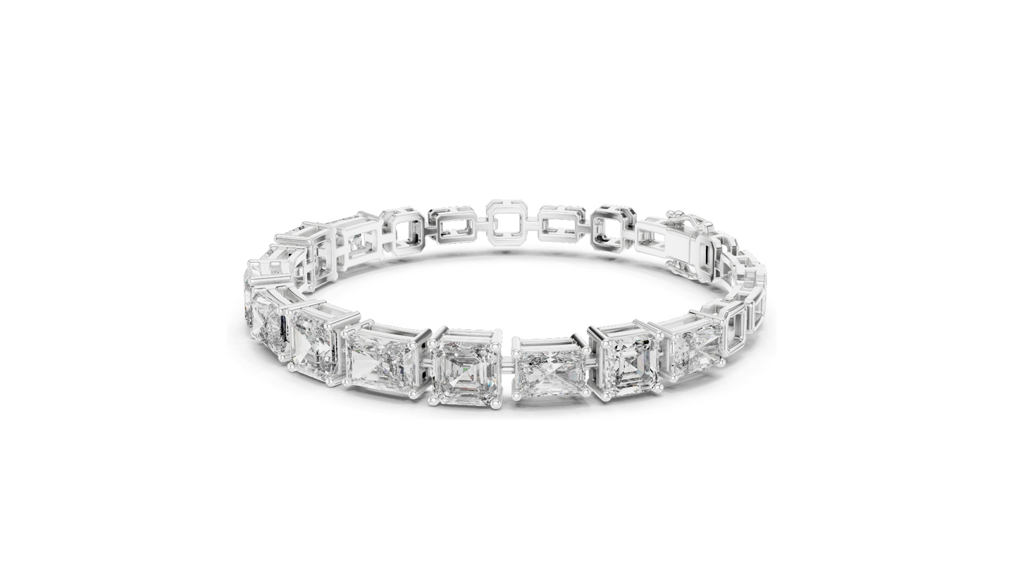 13.44 CT Lab Grown VVS-VS-EF CVD Diamond Tennis Bracelet | Emerald Cut | 18KT, 14KT, 10KT Gold & 925 Silver | Rose, Yellow, White Gold Options | Luxury Fine Jewelry