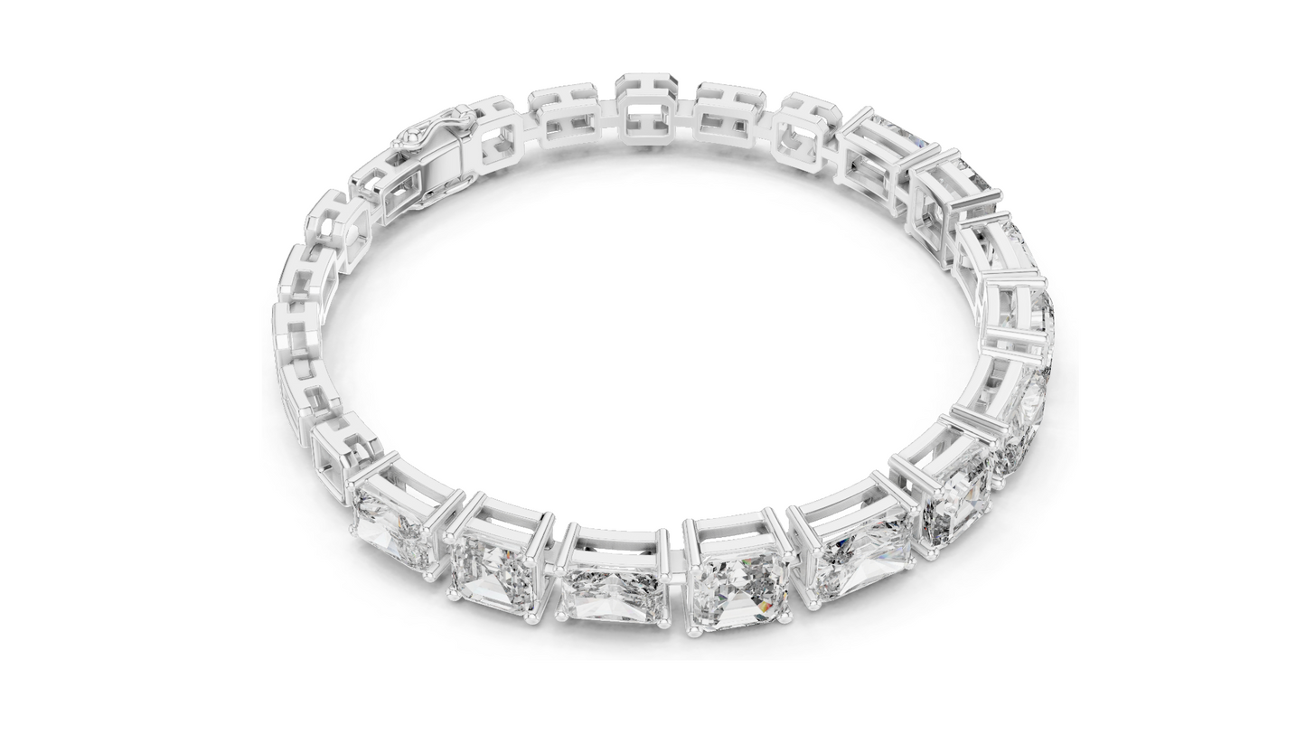 13.44 CT Lab Grown VVS-VS-EF CVD Diamond Tennis Bracelet | Emerald Cut | 18KT, 14KT, 10KT Gold & 925 Silver | Rose, Yellow, White Gold Options | Luxury Fine Jewelry