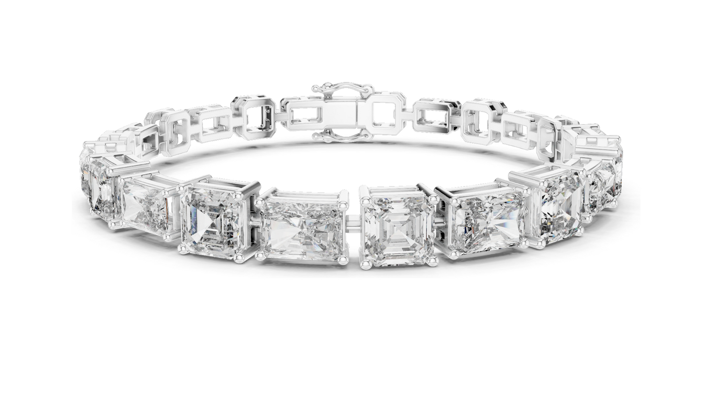13.44 CT Lab Grown VVS-VS-EF CVD Diamond Tennis Bracelet | Emerald Cut | 18KT, 14KT, 10KT Gold & 925 Silver | Rose, Yellow, White Gold Options | Luxury Fine Jewelry