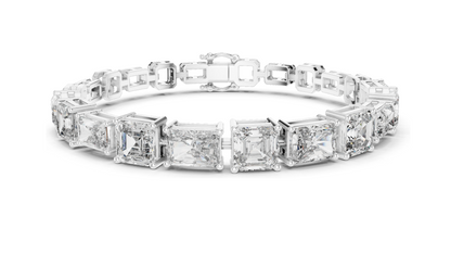 13.44 CT Lab Grown VVS-VS-EF CVD Diamond Tennis Bracelet | Emerald Cut | 18KT, 14KT, 10KT Gold & 925 Silver | Rose, Yellow, White Gold Options | Luxury Fine Jewelry