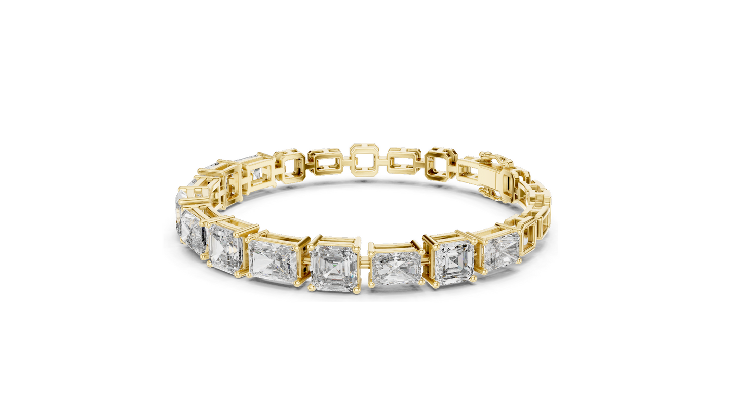 13.44 CT Lab Grown VVS-VS-EF CVD Diamond Tennis Bracelet | Emerald Cut | 18KT, 14KT, 10KT Gold & 925 Silver | Rose, Yellow, White Gold Options | Luxury Fine Jewelry