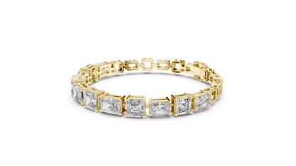 13.44 CT Lab Grown VVS-VS-EF CVD Diamond Tennis Bracelet | Emerald Cut | 18KT, 14KT, 10KT Gold & 925 Silver | Rose, Yellow, White Gold Options | Luxury Fine Jewelry