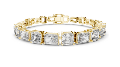 13.44 CT Lab Grown VVS-VS-EF CVD Diamond Tennis Bracelet | Emerald Cut | 18KT, 14KT, 10KT Gold & 925 Silver | Rose, Yellow, White Gold Options | Luxury Fine Jewelry