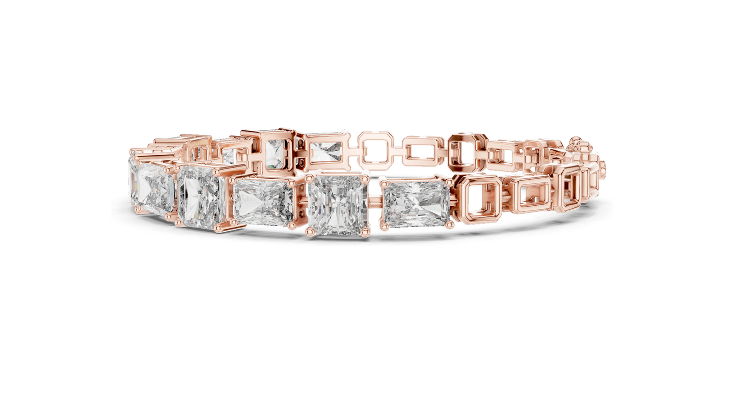 13.44 CT Lab Diamond Tennis Bracelet | Square Radiant Cut | VVS–VS EF CVD | 18KT, 14KT, 10KT Gold & 925 Silver | Rose, Yellow, White Gold | Luxury Statement Jewelry