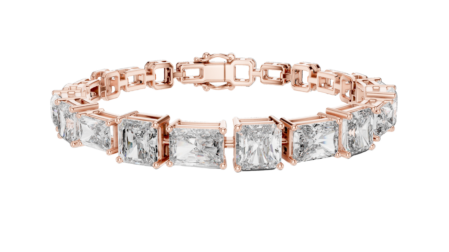 13.44 CT Lab Diamond Bracelet | Princess Cut | 10KT, 14KT, 18KT Gold & 925 Silver | Rose, Yellow, White Gold Options | Luxury Fine Jewelry