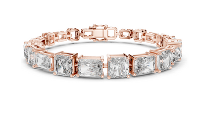 13.44 CT Lab Diamond Tennis Bracelet | Square Radiant Cut | VVS–VS EF CVD | 18KT, 14KT, 10KT Gold & 925 Silver | Rose, Yellow, White Gold | Luxury Statement Jewelry
