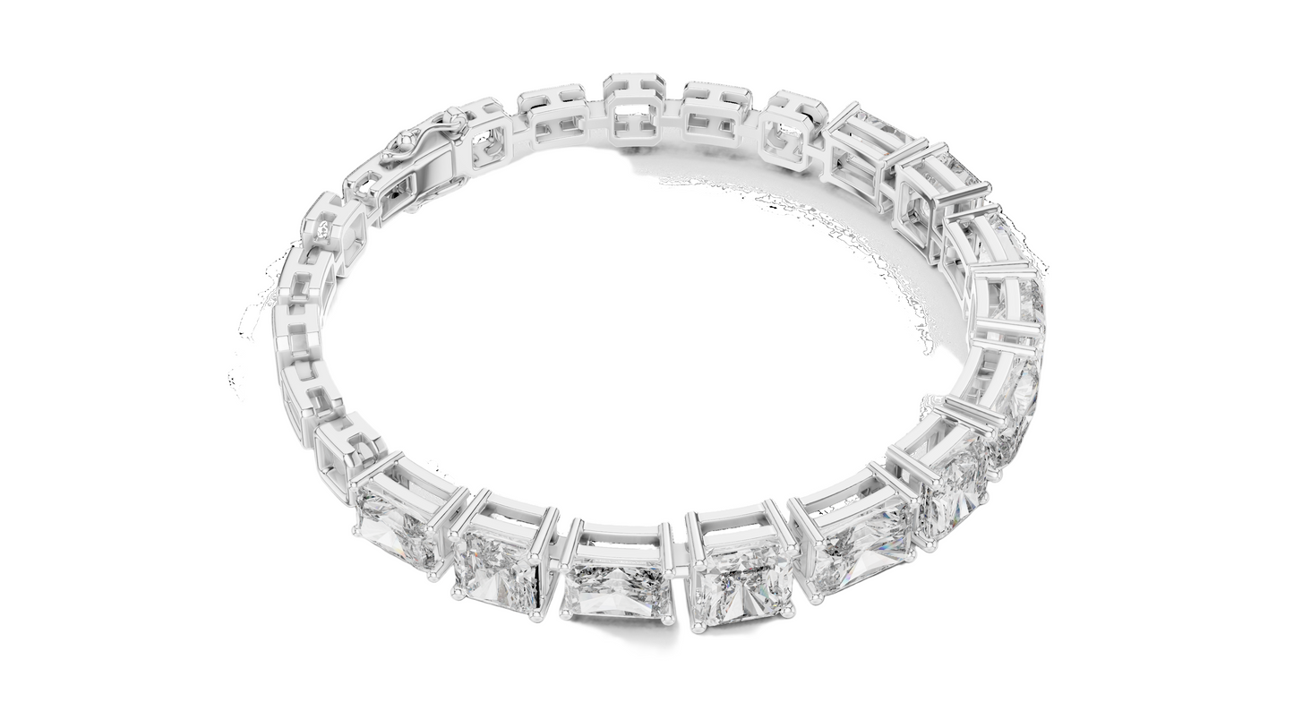 13.44 CT Lab Diamond Bracelet | Princess Cut | 10KT, 14KT, 18KT Gold & 925 Silver | Rose, Yellow, White Gold Options | Luxury Fine Jewelry