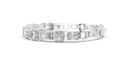 13.44 CT Lab Diamond Tennis Bracelet | Square Radiant Cut | VVS–VS EF CVD | 18KT, 14KT, 10KT Gold & 925 Silver | Rose, Yellow, White Gold | Luxury Statement Jewelry