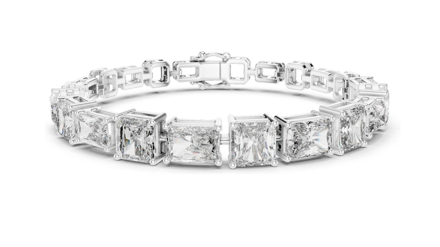 13.44 CT Lab Diamond Tennis Bracelet | Square Radiant Cut | VVS–VS EF CVD | 18KT, 14KT, 10KT Gold & 925 Silver | Rose, Yellow, White Gold | Luxury Statement Jewelry