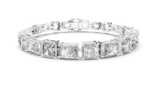 13.44 CT Lab Diamond Tennis Bracelet | Square Radiant Cut | VVS–VS EF CVD | 18KT, 14KT, 10KT Gold & 925 Silver | Rose, Yellow, White Gold | Luxury Statement Jewelry