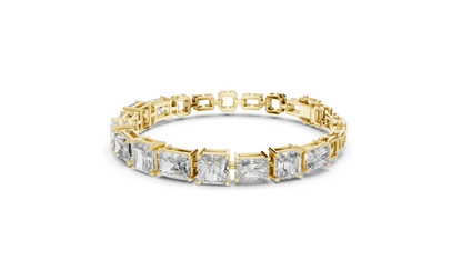 13.44 CT Lab Diamond Tennis Bracelet | Square Radiant Cut | VVS–VS EF CVD | 18KT, 14KT, 10KT Gold & 925 Silver | Rose, Yellow, White Gold | Luxury Statement Jewelry