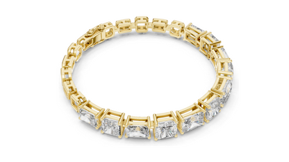 13.44 CT Lab Diamond Tennis Bracelet | Square Radiant Cut | VVS–VS EF CVD | 18KT, 14KT, 10KT Gold & 925 Silver | Rose, Yellow, White Gold | Luxury Statement Jewelry