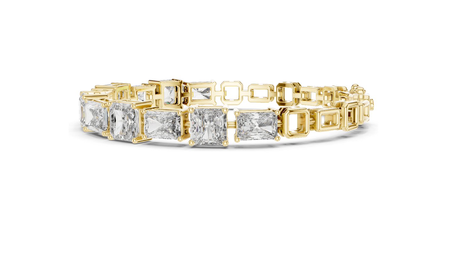 13.44 CT Lab Diamond Tennis Bracelet | Square Radiant Cut | VVS–VS EF CVD | 18KT, 14KT, 10KT Gold & 925 Silver | Rose, Yellow, White Gold | Luxury Statement Jewelry