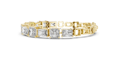 13.44 CT Lab Diamond Tennis Bracelet | Square Radiant Cut | VVS–VS EF CVD | 18KT, 14KT, 10KT Gold & 925 Silver | Rose, Yellow, White Gold | Luxury Statement Jewelry