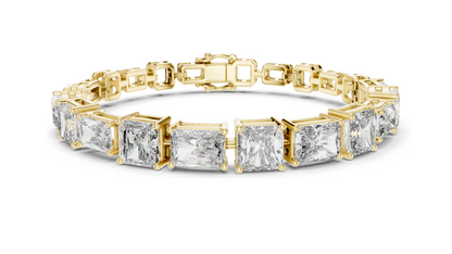 13.44 CT Lab Diamond Tennis Bracelet | Square Radiant Cut | VVS–VS EF CVD | 18KT, 14KT, 10KT Gold & 925 Silver | Rose, Yellow, White Gold | Luxury Statement Jewelry