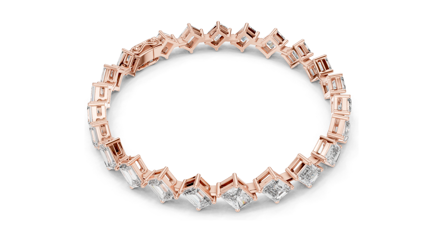 13.73 CT Lab-Grown Diamond & Moissanite Bracelet | Emerald Cut | 18KT, 14KT, 10KT Gold & 925 Silver | Rose, Yellow, White Gold Options | Luxury Fine Jewelry