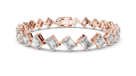13.73 CT Lab-Grown Diamond & Moissanite Bracelet | Emerald Cut | 18KT, 14KT, 10KT Gold & 925 Silver | Rose, Yellow, White Gold Options | Luxury Fine Jewelry