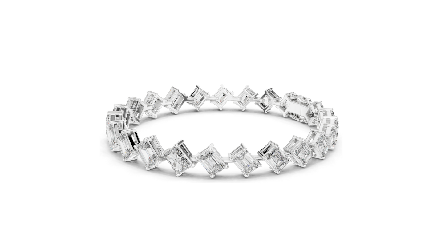 13.73 CT Lab-Grown Diamond & Moissanite Bracelet | Emerald Cut | 18KT, 14KT, 10KT Gold & 925 Silver | Rose, Yellow, White Gold Options | Luxury Fine Jewelry