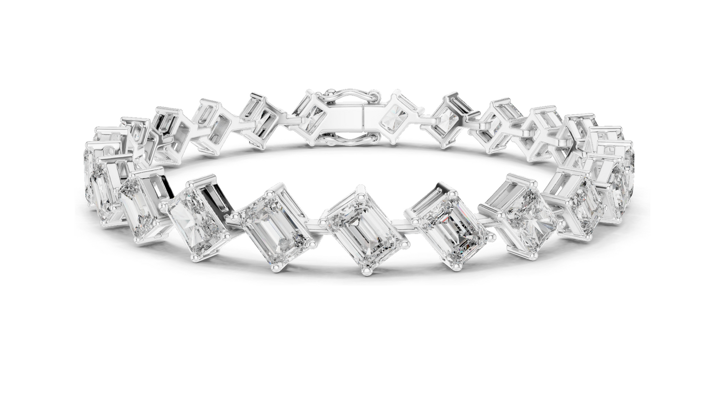 13.73 CT Lab-Grown Diamond & Moissanite Bracelet | Emerald Cut | 18KT, 14KT, 10KT Gold & 925 Silver | Rose, Yellow, White Gold Options | Luxury Fine Jewelry