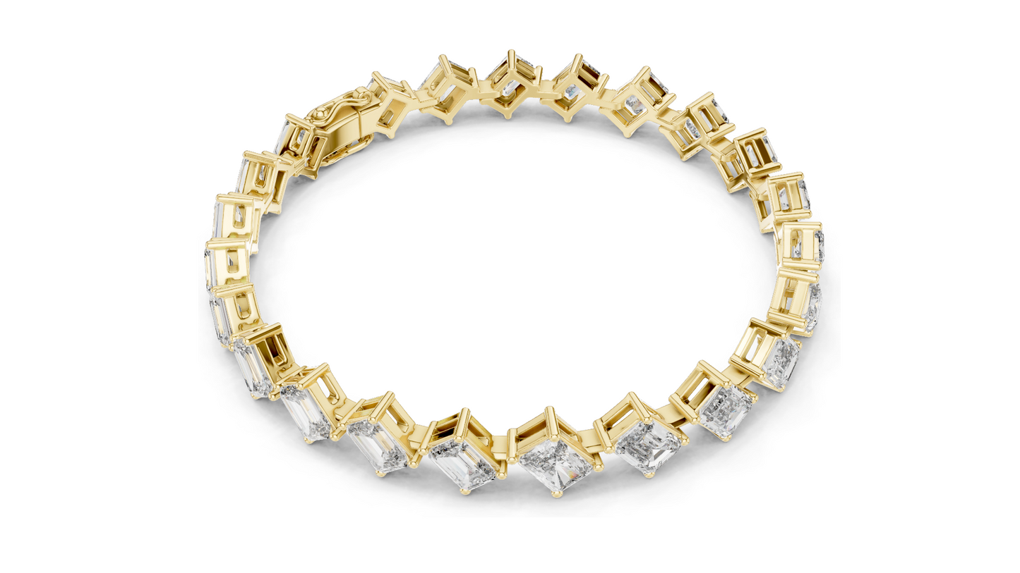 13.73 CT Lab-Grown Diamond & Moissanite Bracelet | Emerald Cut | 18KT, 14KT, 10KT Gold & 925 Silver | Rose, Yellow, White Gold Options | Luxury Fine Jewelry