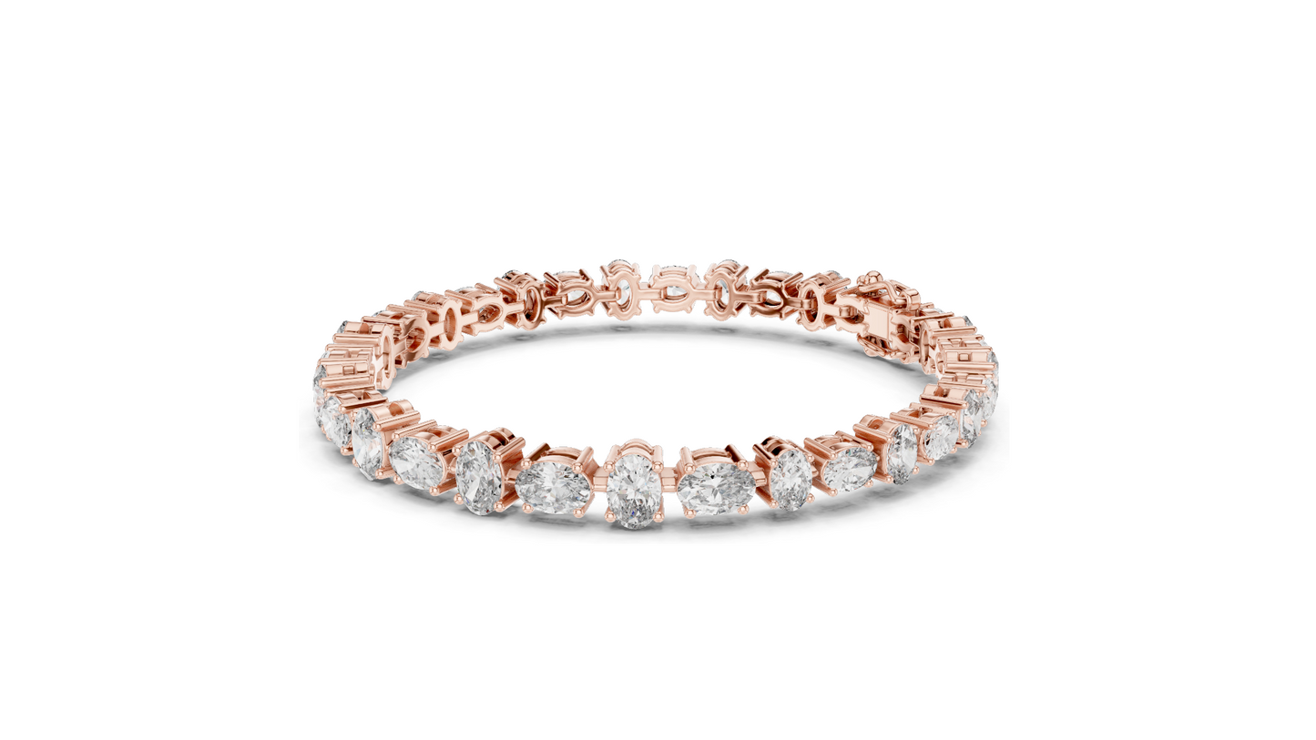 7.71 CT Lab VVS-VS EF CVD Diamond Tennis Bracelet | Oval Cut | 18KT, 14KT, 10KT Gold & 925 Silver | Rose, Yellow, White Gold Options | Luxury Fine Jewelry
