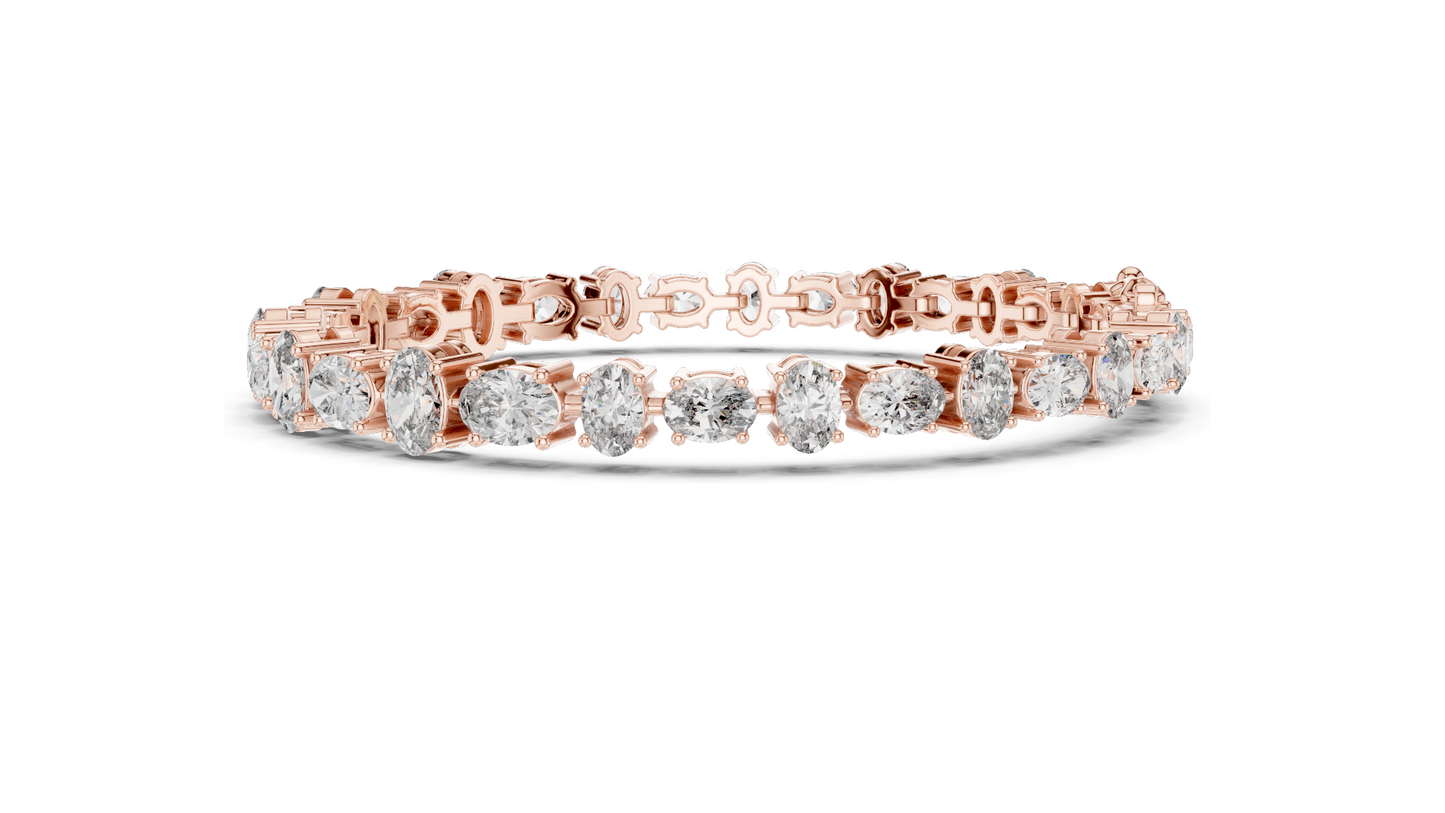7.71 CT Lab VVS-VS EF CVD Diamond Tennis Bracelet | Oval Cut | 18KT, 14KT, 10KT Gold & 925 Silver | Rose, Yellow, White Gold Options | Luxury Fine Jewelry