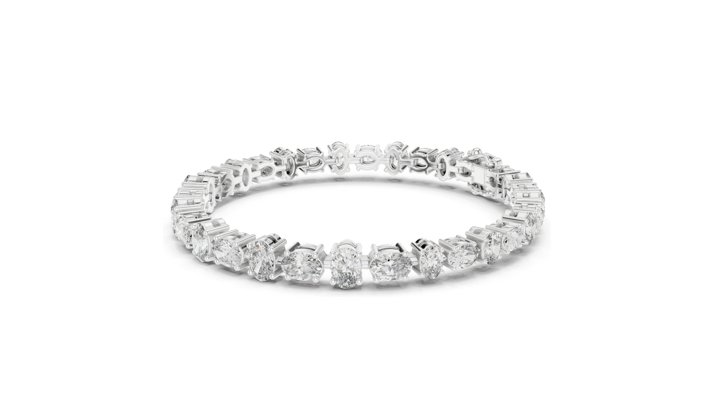 7.71 CT Lab VVS-VS EF CVD Diamond Tennis Bracelet | Oval Cut | 18KT, 14KT, 10KT Gold & 925 Silver | Rose, Yellow, White Gold Options | Luxury Fine Jewelry