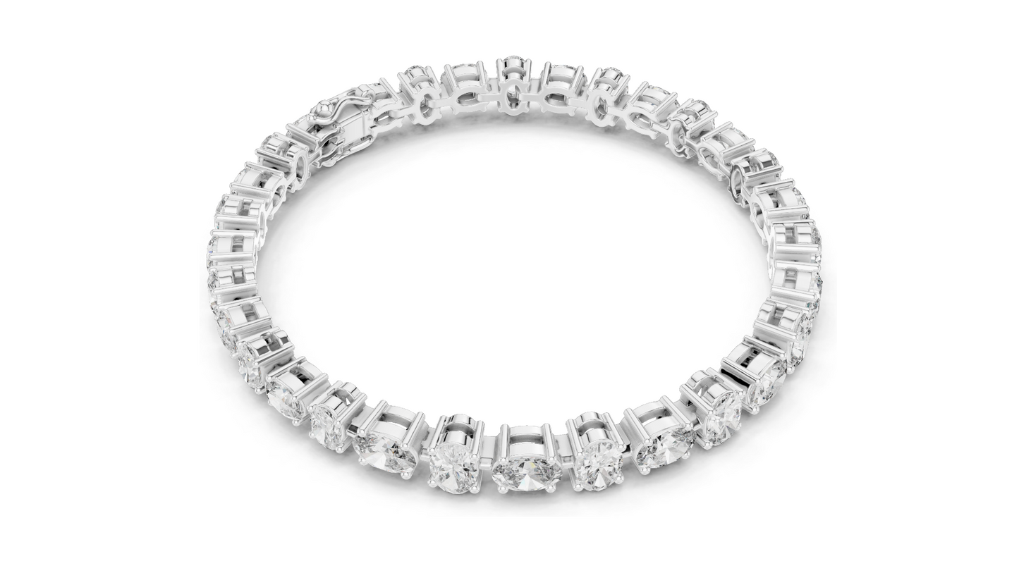 7.71 CT Lab VVS-VS EF CVD Diamond Tennis Bracelet | Oval Cut | 18KT, 14KT, 10KT Gold & 925 Silver | Rose, Yellow, White Gold Options | Luxury Fine Jewelry