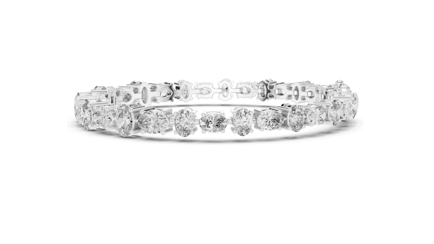 7.71 CT Lab VVS-VS EF CVD Diamond Tennis Bracelet | Oval Cut | 18KT, 14KT, 10KT Gold & 925 Silver | Rose, Yellow, White Gold Options | Luxury Fine Jewelry