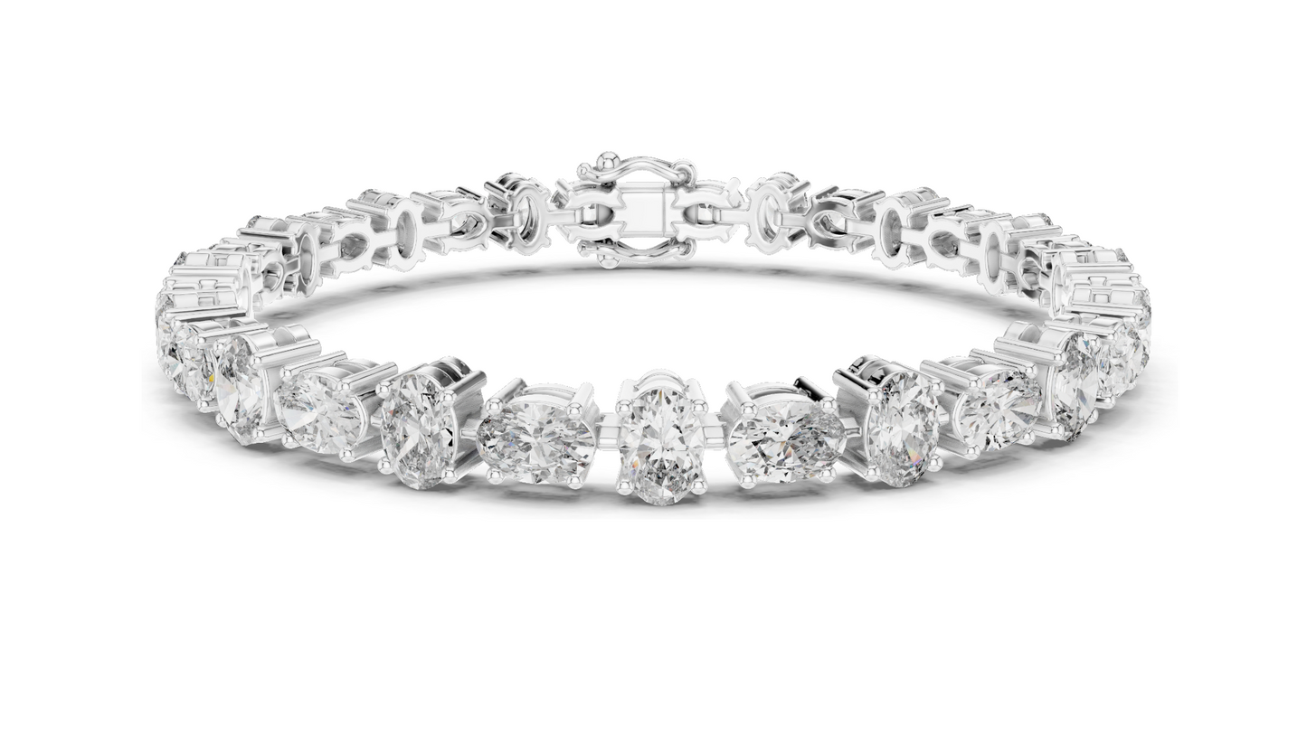7.71 CT Lab VVS-VS EF CVD Diamond Tennis Bracelet | Oval Cut | 18KT, 14KT, 10KT Gold & 925 Silver | Rose, Yellow, White Gold Options | Luxury Fine Jewelry