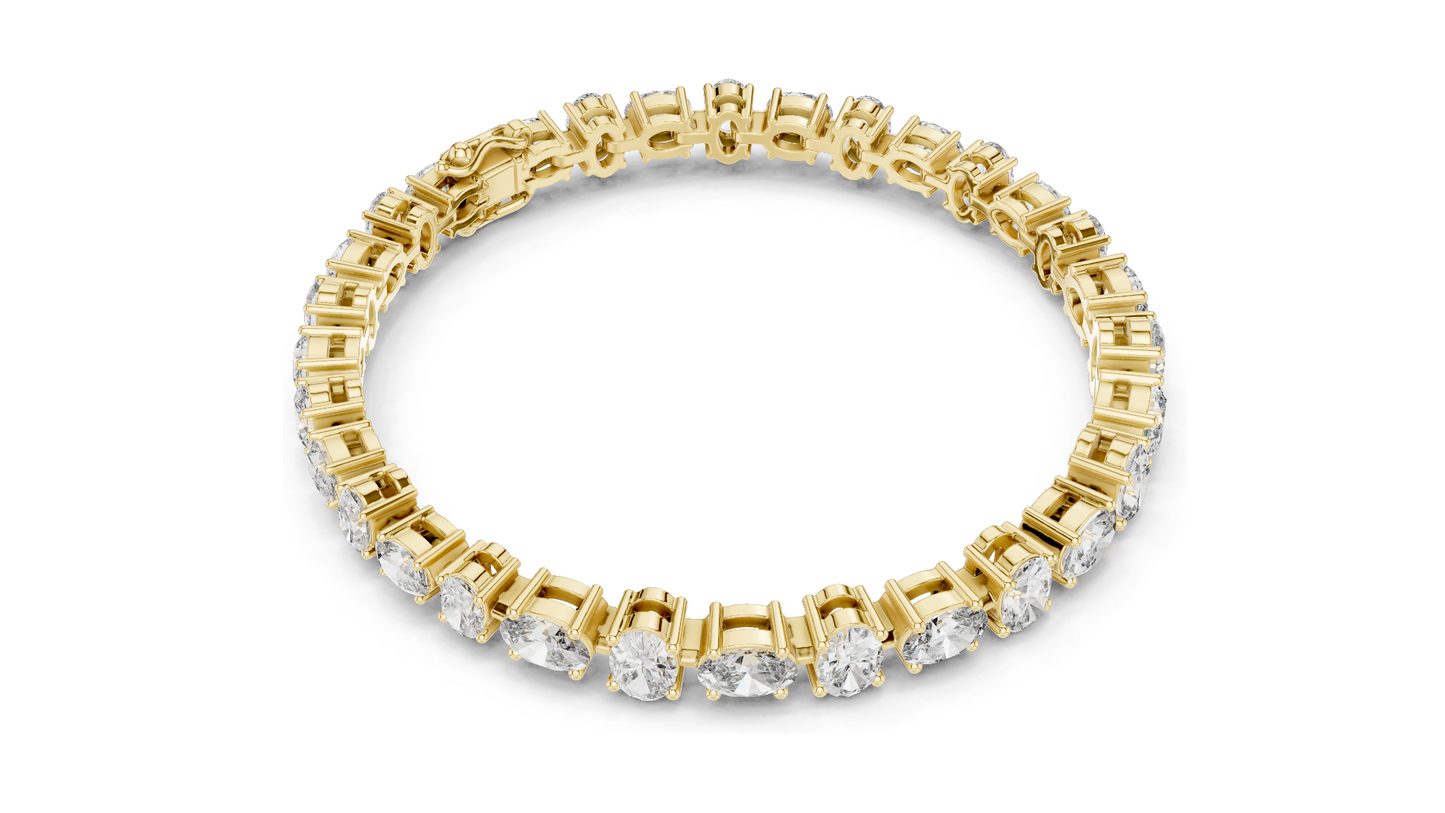 7.71 CT Lab VVS-VS EF CVD Diamond Tennis Bracelet | Oval Cut | 18KT, 14KT, 10KT Gold & 925 Silver | Rose, Yellow, White Gold Options | Luxury Fine Jewelry