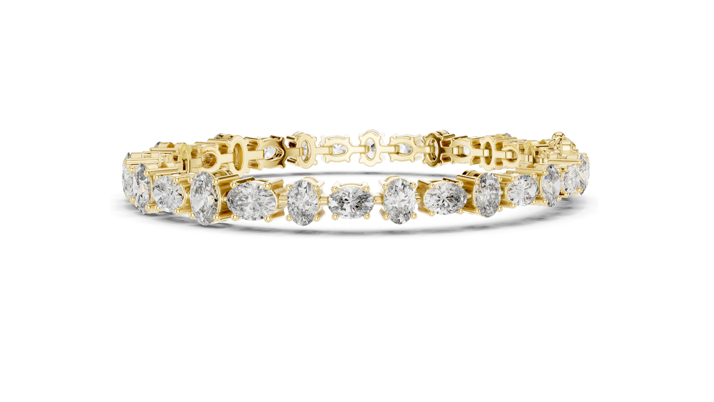 7.71 CT Lab VVS-VS EF CVD Diamond Tennis Bracelet | Oval Cut | 18KT, 14KT, 10KT Gold & 925 Silver | Rose, Yellow, White Gold Options | Luxury Fine Jewelry