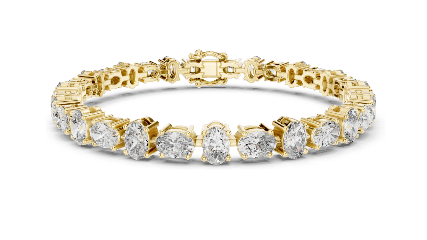 7.71 CT Lab VVS-VS EF CVD Diamond Tennis Bracelet | Oval Cut | 18KT, 14KT, 10KT Gold & 925 Silver | Rose, Yellow, White Gold Options | Luxury Fine Jewelry