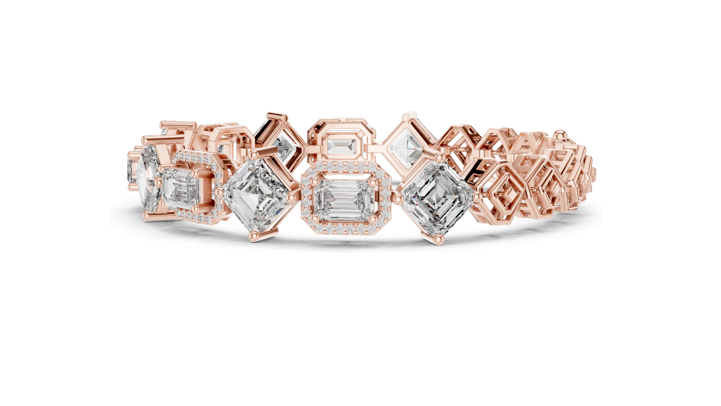 12.04 CT Lab Diamond Bracelet | Emerald & Radiant Cut | 18KT, 14KT, 10KT Gold & 925 Silver | Rose, Yellow, White Gold Options | Luxury Fine Jewelry
