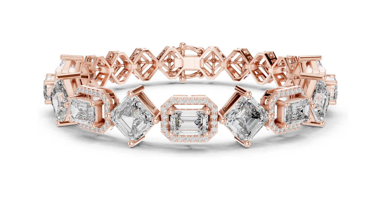 12.04 CT Lab Diamond Bracelet | Emerald & Radiant Cut | 18KT, 14KT, 10KT Gold & 925 Silver | Rose, Yellow, White Gold Options | Luxury Fine Jewelry