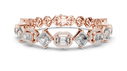 12.04 CT Lab Diamond Bracelet | Emerald & Radiant Cut | 18KT, 14KT, 10KT Gold & 925 Silver | Rose, Yellow, White Gold Options | Luxury Fine Jewelry