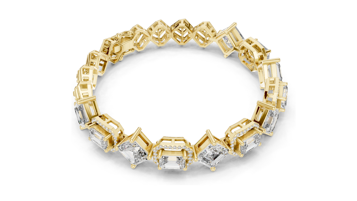 12.04 CT Lab Diamond Bracelet | Emerald & Radiant Cut | 18KT, 14KT, 10KT Gold & 925 Silver | Rose, Yellow, White Gold Options | Luxury Fine Jewelry