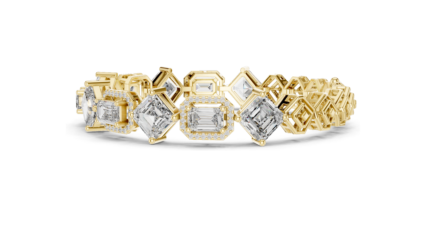 12.04 CT Lab Diamond Bracelet | Emerald & Radiant Cut | 18KT, 14KT, 10KT Gold & 925 Silver | Rose, Yellow, White Gold Options | Luxury Fine Jewelry